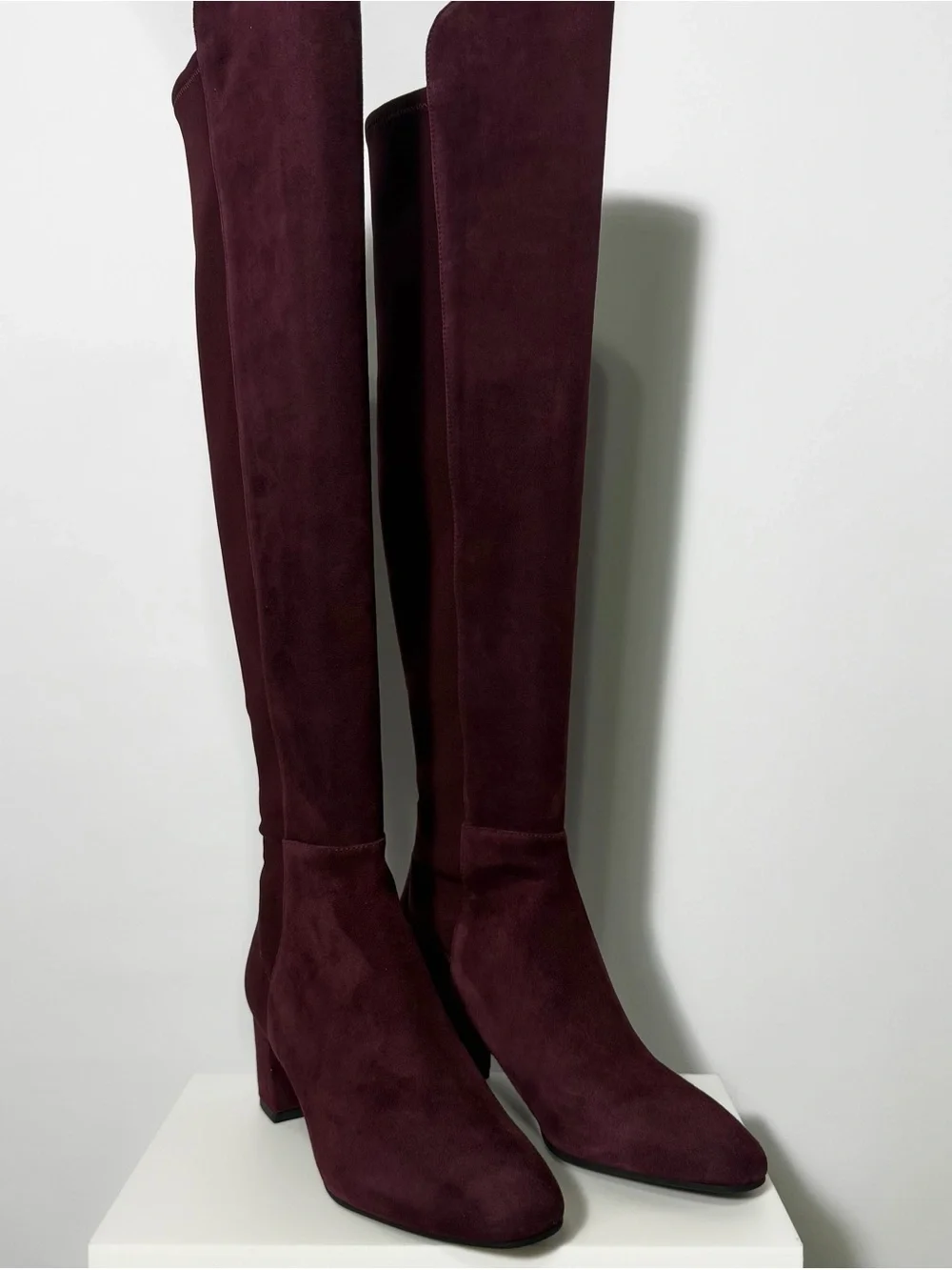 Stuart Weitzman Over-the-Knee Suede Boots in Deep Burgundy | Size 6